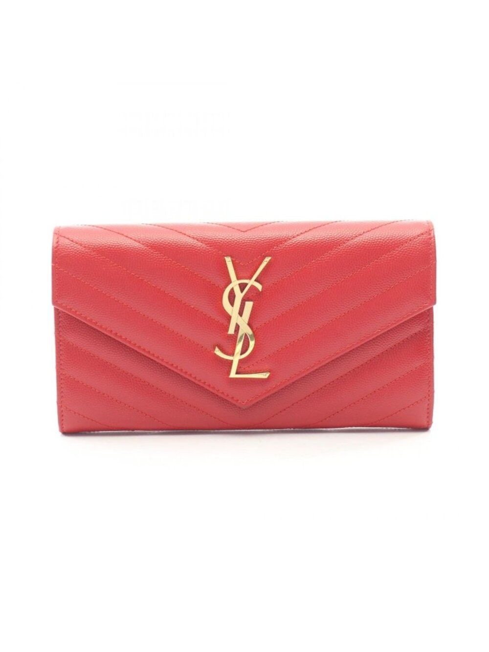 Saint Laurent Paris Bifold Wallet Monogram Red Leather Cassandra Matelasse